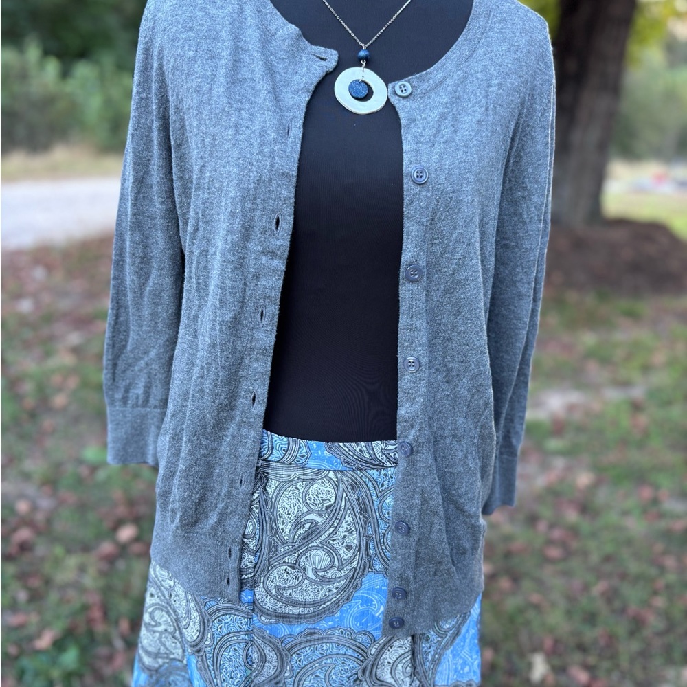 Nordstrom 1901 Cardigan Sweater Womens S Gray Button Up Soft Knit Casual
